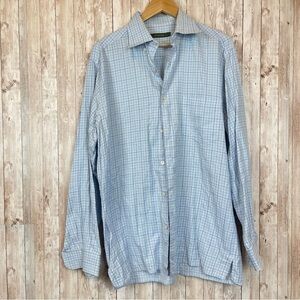 Ermenegildo Zegna Long Sleeve Plaid Button Front Shirt Size Large Men